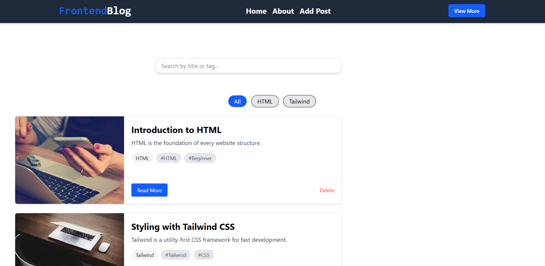 FrontendBlog Screenshot